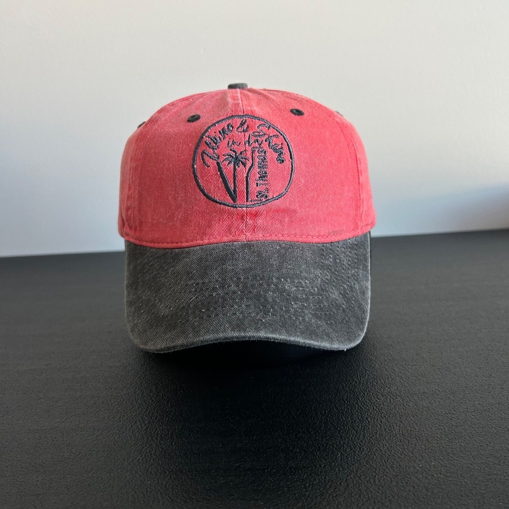 Vintage Vino & Spirits Hat Cap Strapback Adjustable Red St Thomas Virgin Islands